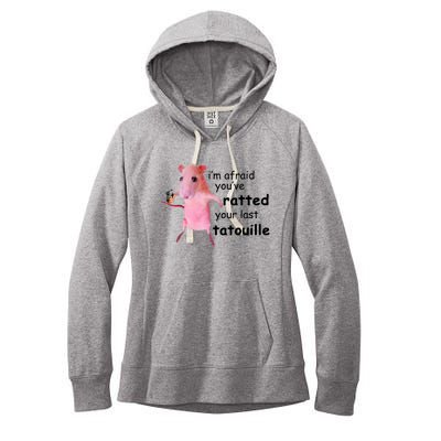 Im Afraid Youve Ratted Your Last Tatouille Funny Pink Rat Women's Fleece Hoodie