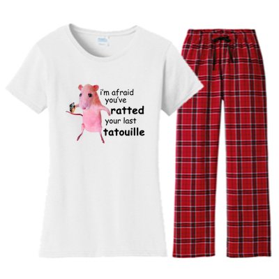 Im Afraid Youve Ratted Your Last Tatouille Funny Pink Rat Women's Flannel Pajama Set