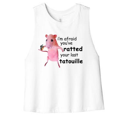 Im Afraid Youve Ratted Your Last Tatouille Funny Pink Rat Women's Racerback Cropped Tank