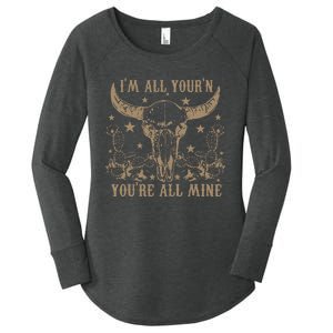 Im All Yourn Youre All Mine Western Cow Skull Women's Perfect Tri Tunic Long Sleeve Shirt