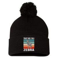 I'm a Zebra Halloween Safari Zoo Zebra Pom Pom 12in Knit Beanie