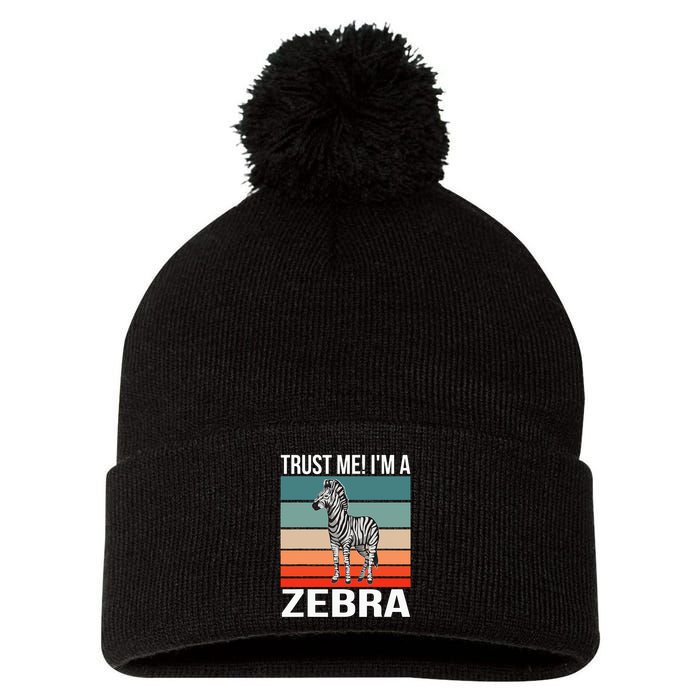 I'm a Zebra Halloween Safari Zoo Zebra Pom Pom 12in Knit Beanie