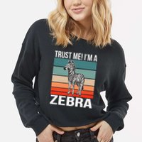 I'm a Zebra Halloween Safari Zoo Zebra Cropped Pullover Crew