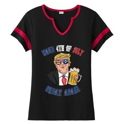 Ing Beer 4th Of July Great Gift Great Again Funny Trump Cool Gift Ladies Halftime Notch Neck Tee