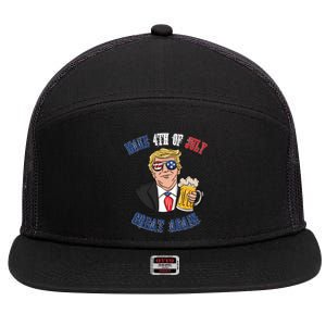 Ing Beer 4th Of July Great Gift Great Again Funny Trump Cool Gift 7 Panel Mesh Trucker Snapback Hat