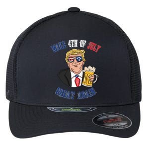 Ing Beer 4th Of July Great Gift Great Again Funny Trump Cool Gift Flexfit Unipanel Trucker Cap