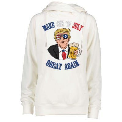 Ing Beer 4th Of July Great Gift Great Again Funny Trump Cool Gift Womens Funnel Neck Pullover Hood