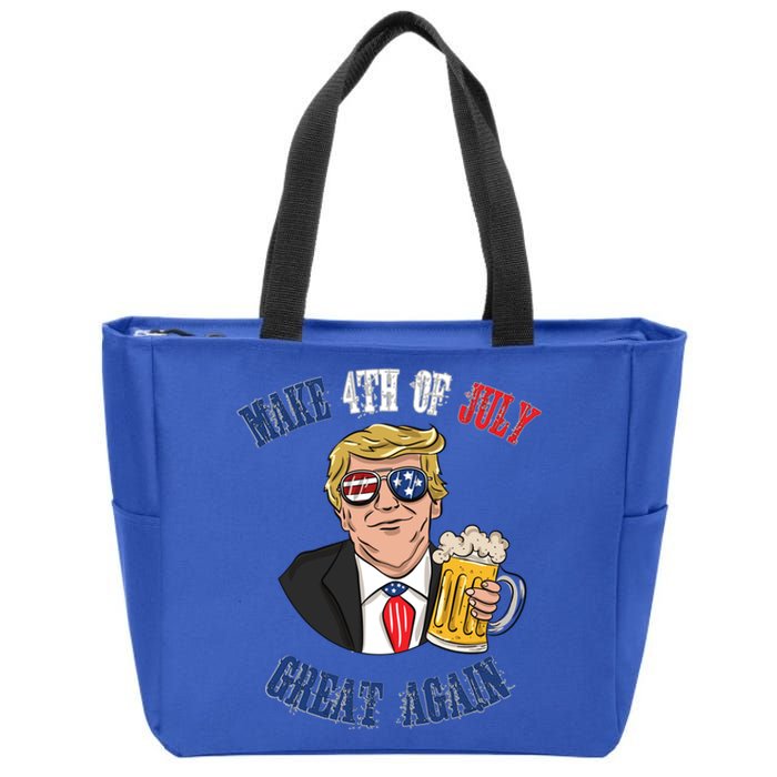 Ing Beer 4th Of July Great Gift Great Again Funny Trump Cool Gift Zip Tote Bag