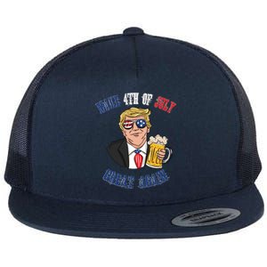 Ing Beer 4th Of July Great Gift Great Again Funny Trump Cool Gift Flat Bill Trucker Hat