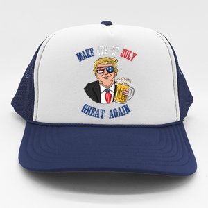 Ing Beer 4th Of July Great Gift Great Again Funny Trump Cool Gift Trucker Hat