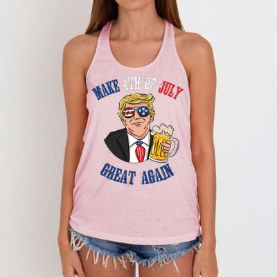 Ing Beer 4th Of July Great Gift Great Again Funny Trump Cool Gift Women's Knotted Racerback Tank