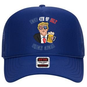 Ing Beer 4th Of July Great Gift Great Again Funny Trump Cool Gift High Crown Mesh Back Trucker Hat