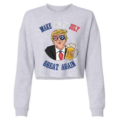 Ing Beer 4th Of July Great Gift Great Again Funny Trump Cool Gift Cropped Pullover Crew