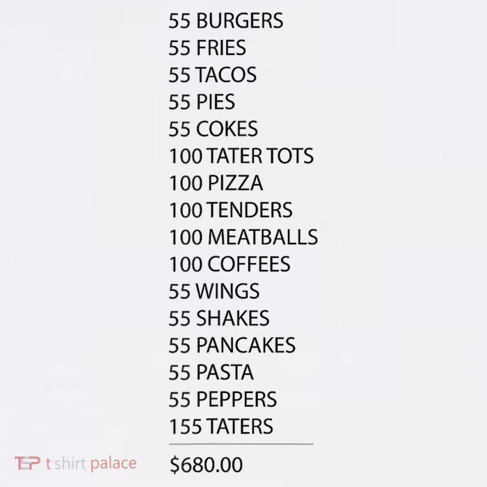 ITYSL Burgers 55 Fries I Think You Should Leave Tall T-Shirt