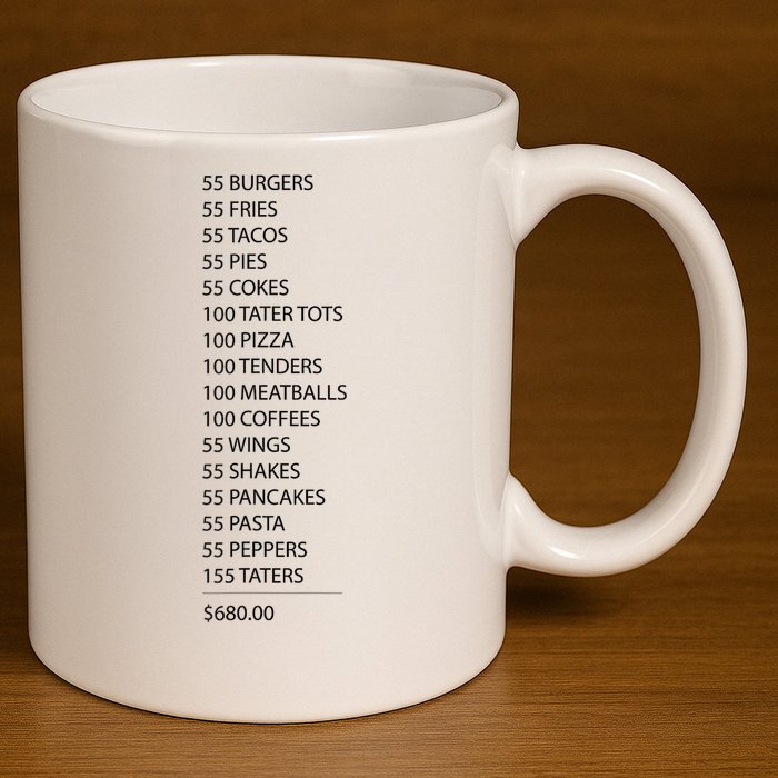 ITYSL Burgers 55 Fries I Think You Should Leave 11oz C Handle Ceramic Mug