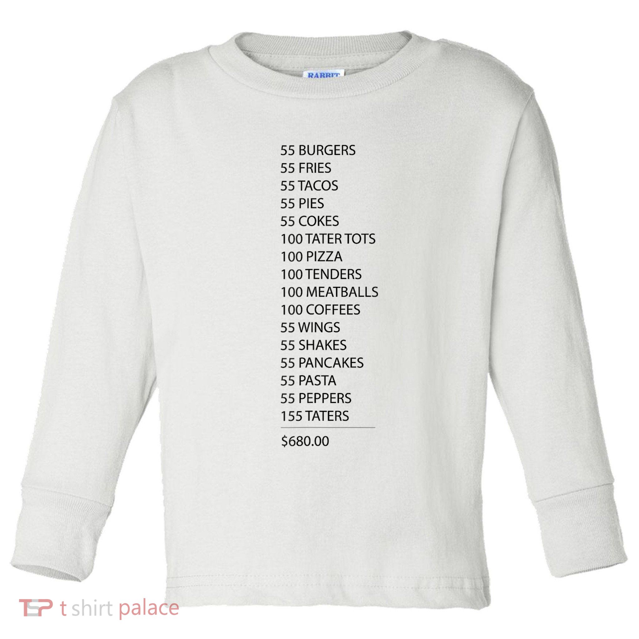 ITYSL Burgers 55 Fries I Think You Should Leave Toddler Long Sleeve Shirt
