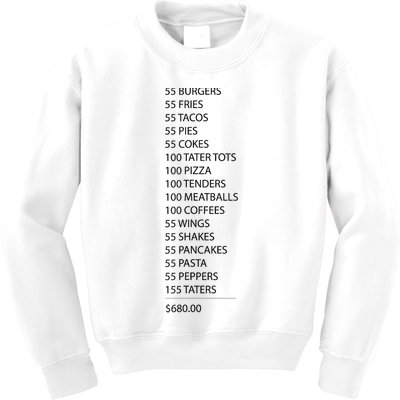 ITYSL Burgers 55 Fries I Think You Should Leave Kids Sweatshirt