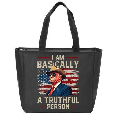 IM Basically A Truthful Person Us Flag Trump Vance 2024 Zip Tote Bag