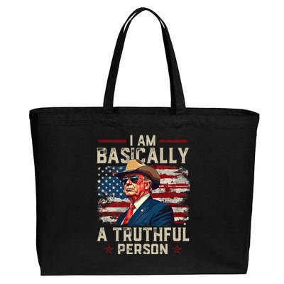 IM Basically A Truthful Person Us Flag Trump Vance 2024 Cotton Canvas Jumbo Tote