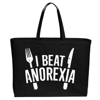 I Beat Anorexia Cotton Canvas Jumbo Tote