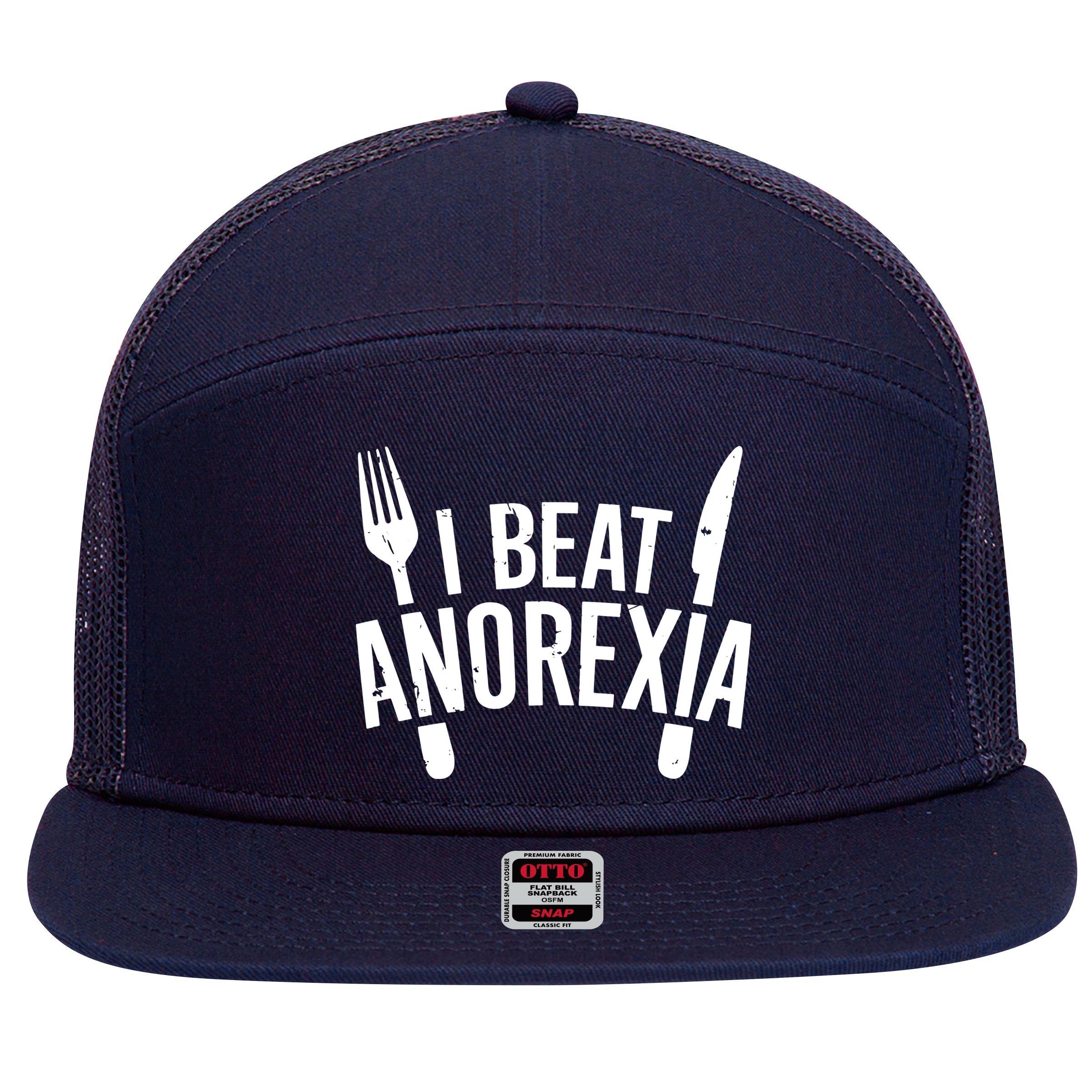 I Beat Anorexia 7 Panel Mesh Trucker Snapback Hat