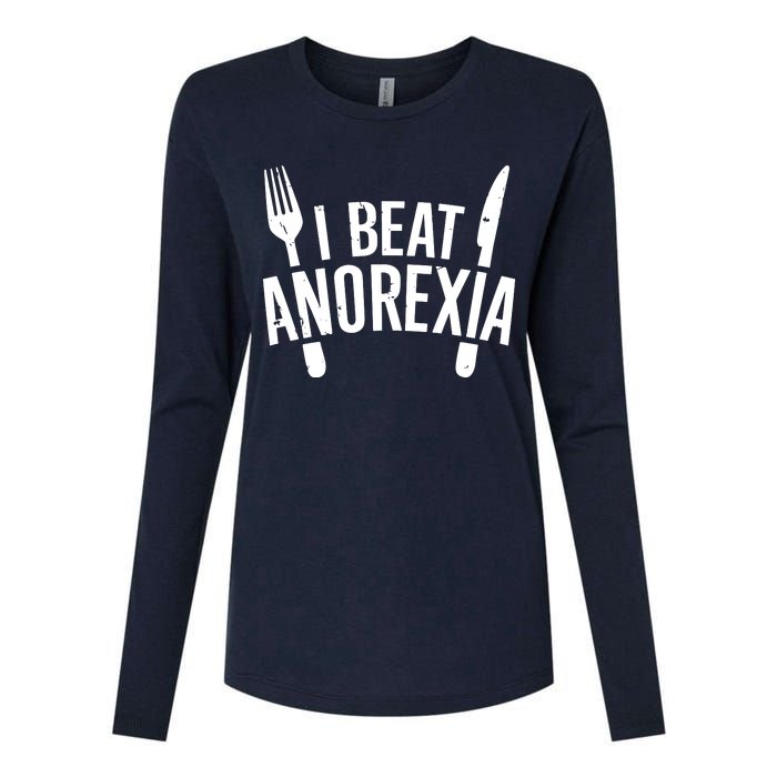 I Beat Anorexia Womens Cotton Relaxed Long Sleeve T-Shirt