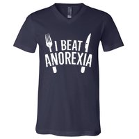 I Beat Anorexia V-Neck T-Shirt