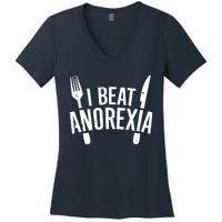 I Beat Anorexia Women's V-Neck T-Shirt