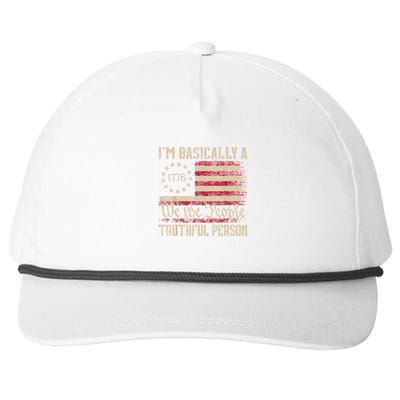 IM Basically A Truthful Person Us Flag Trump Vance 2024 Snapback Five-Panel Rope Hat