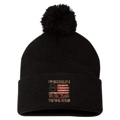 IM Basically A Truthful Person Us Flag Trump Vance 2024 Pom Pom 12in Knit Beanie