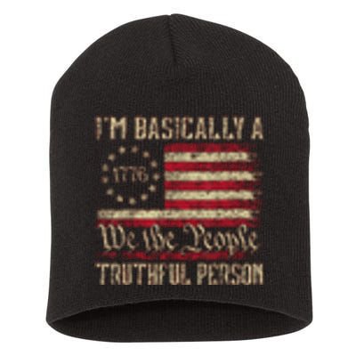 IM Basically A Truthful Person Us Flag Trump Vance 2024 Short Acrylic Beanie