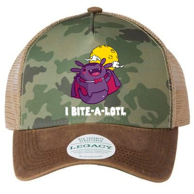 I Bite A Lot Axolotl Funny Halloween Vampire Legacy Tie Dye Trucker Hat