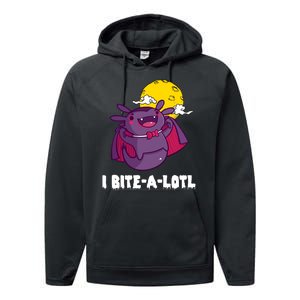 I Bite A Lot Axolotl Funny Halloween Vampire Performance Fleece Hoodie