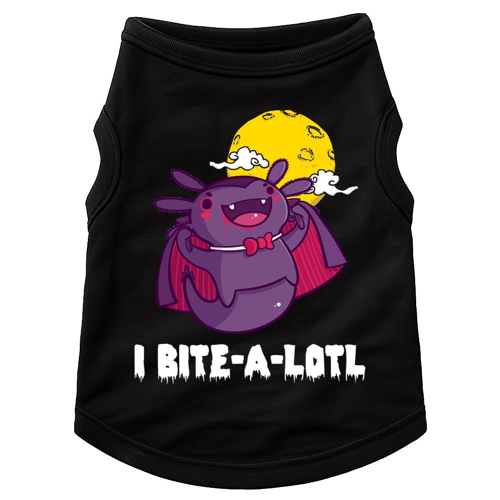 I Bite A Lot Axolotl Funny Halloween Vampire Doggie Tank
