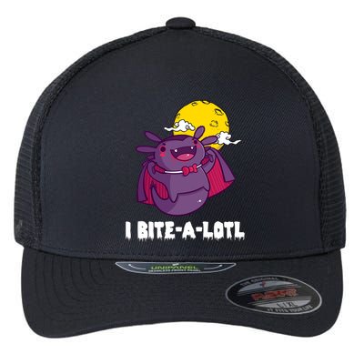 I Bite A Lot Axolotl Funny Halloween Vampire Flexfit Unipanel Trucker Cap