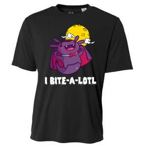 I Bite A Lot Axolotl Funny Halloween Vampire Cooling Performance Crew T-Shirt