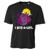 I Bite A Lot Axolotl Funny Halloween Vampire Cooling Performance Crew T-Shirt