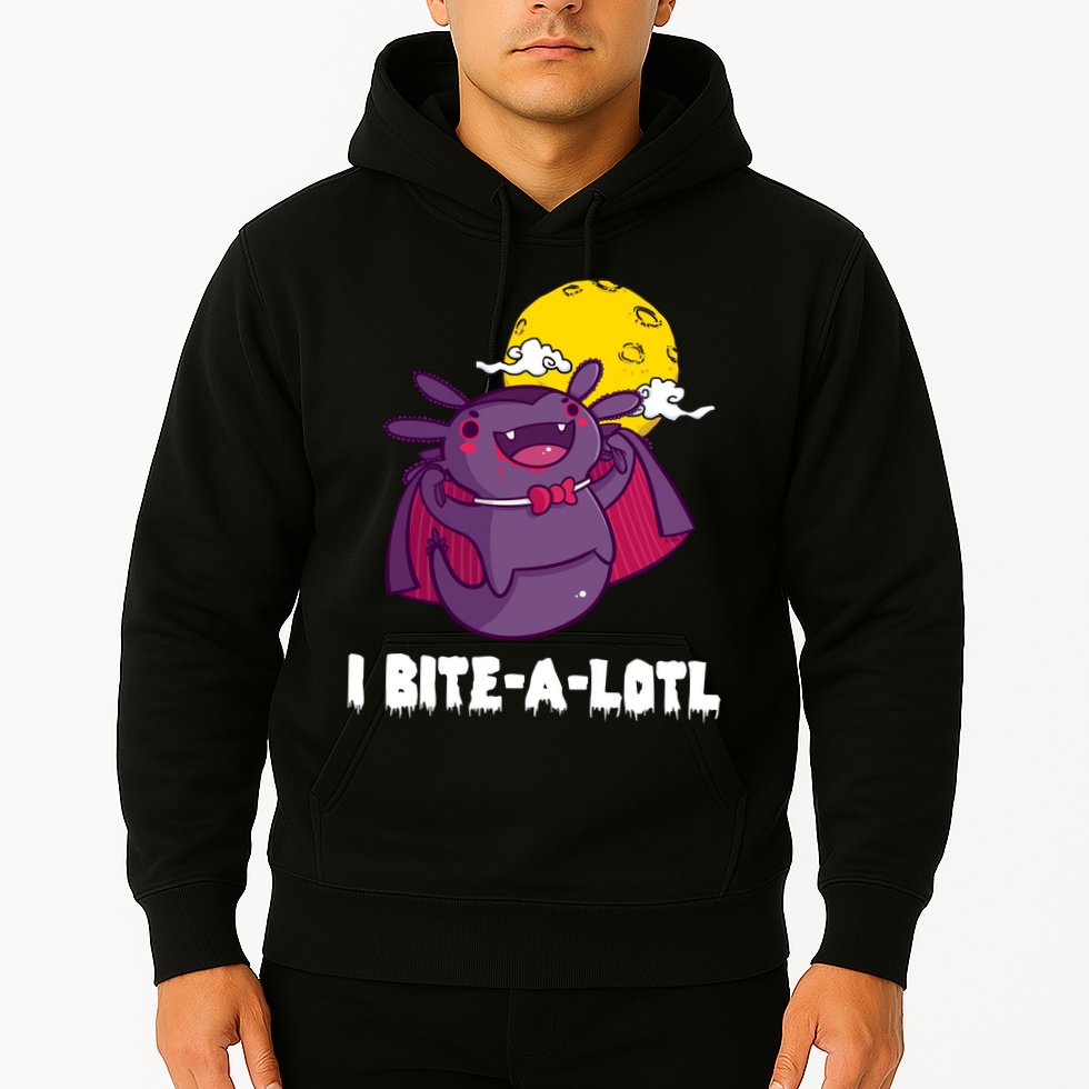 I Bite A Lot Axolotl Funny Halloween Vampire Hoodie