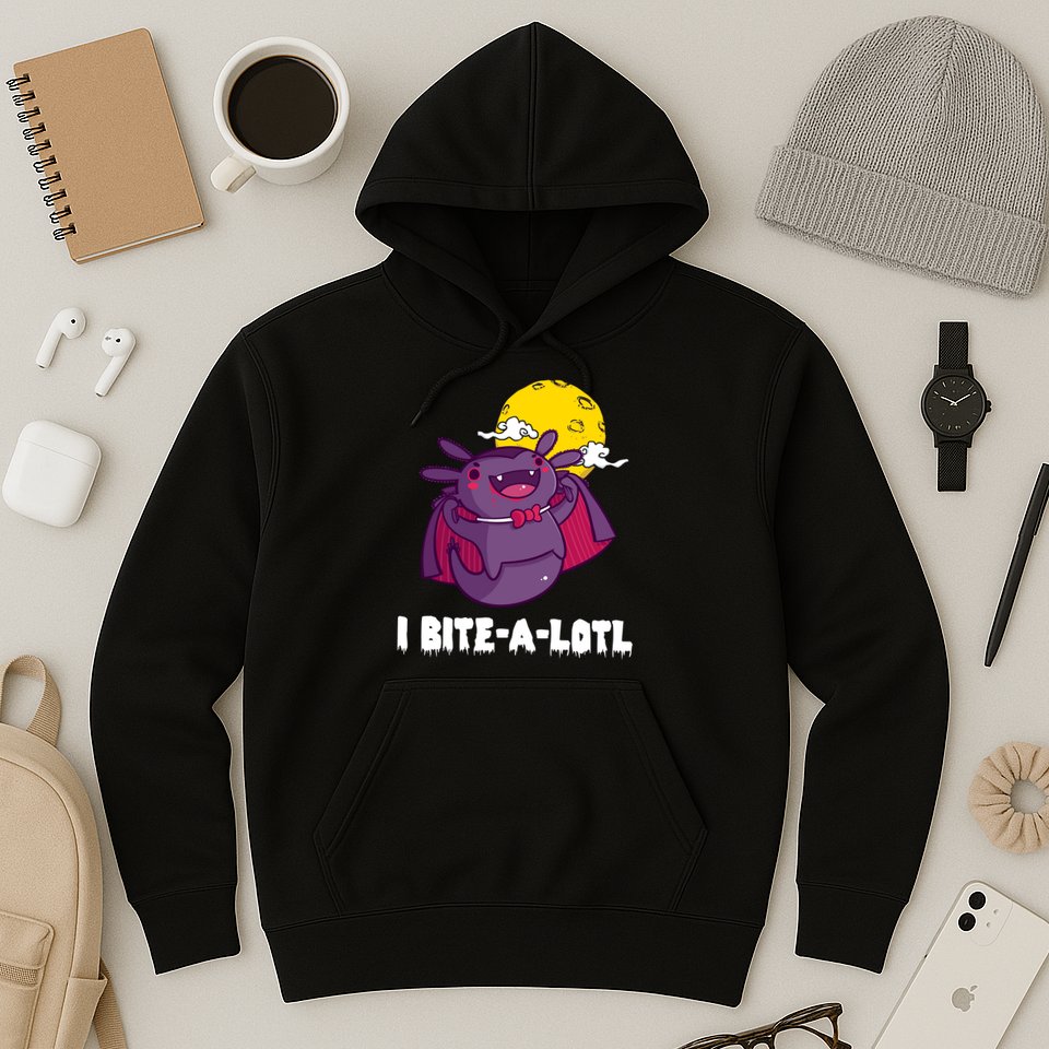 I Bite A Lot Axolotl Funny Halloween Vampire Hoodie