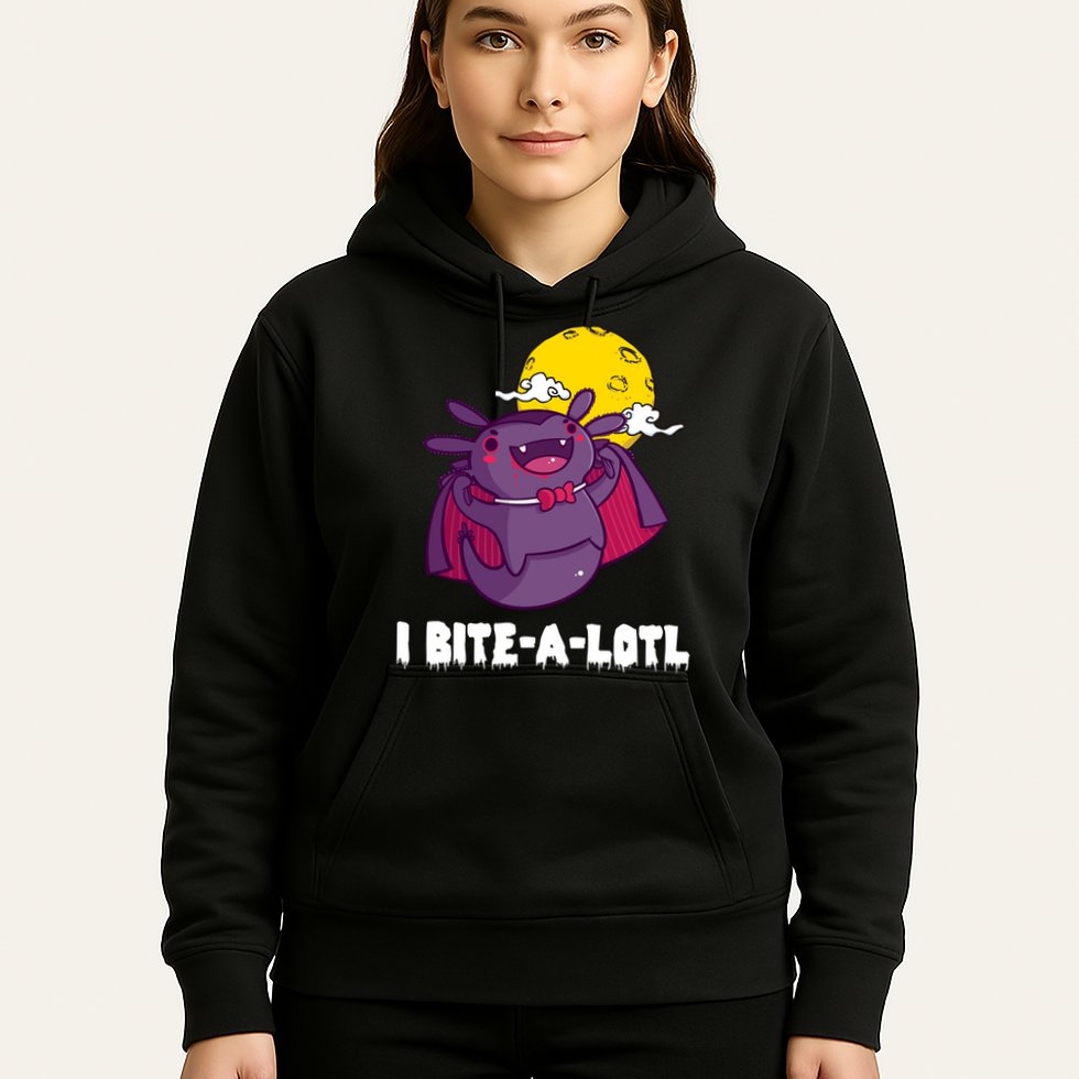 I Bite A Lot Axolotl Funny Halloween Vampire Hoodie