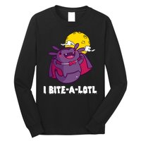 I Bite A Lot Axolotl Funny Halloween Vampire Long Sleeve Shirt