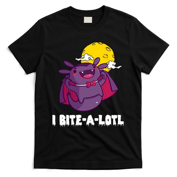 I Bite A Lot Axolotl Funny Halloween Vampire T-Shirt
