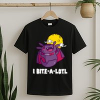 I Bite A Lot Axolotl Funny Halloween Vampire T-Shirt