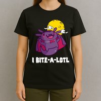 I Bite A Lot Axolotl Funny Halloween Vampire T-Shirt