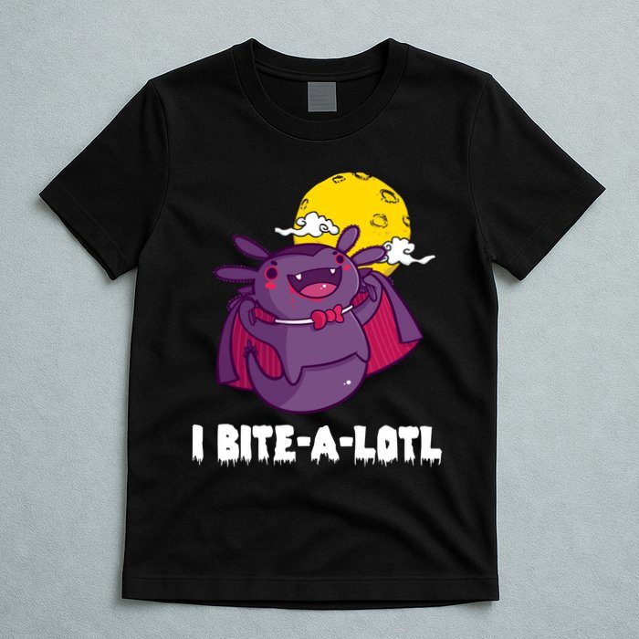 I Bite A Lot Axolotl Funny Halloween Vampire T-Shirt