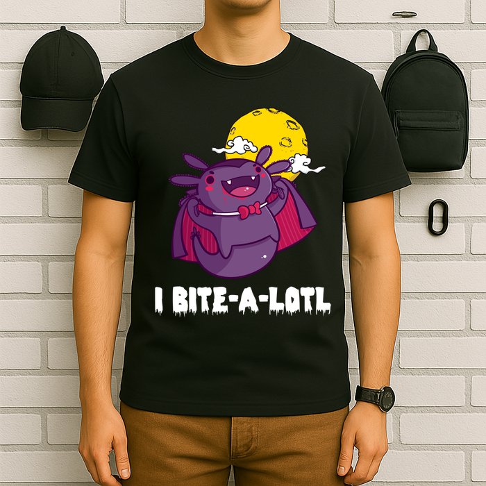 I Bite A Lot Axolotl Funny Halloween Vampire T-Shirt
