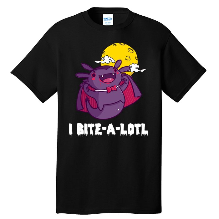 I Bite A Lot Axolotl Funny Halloween Vampire Tall T-Shirt