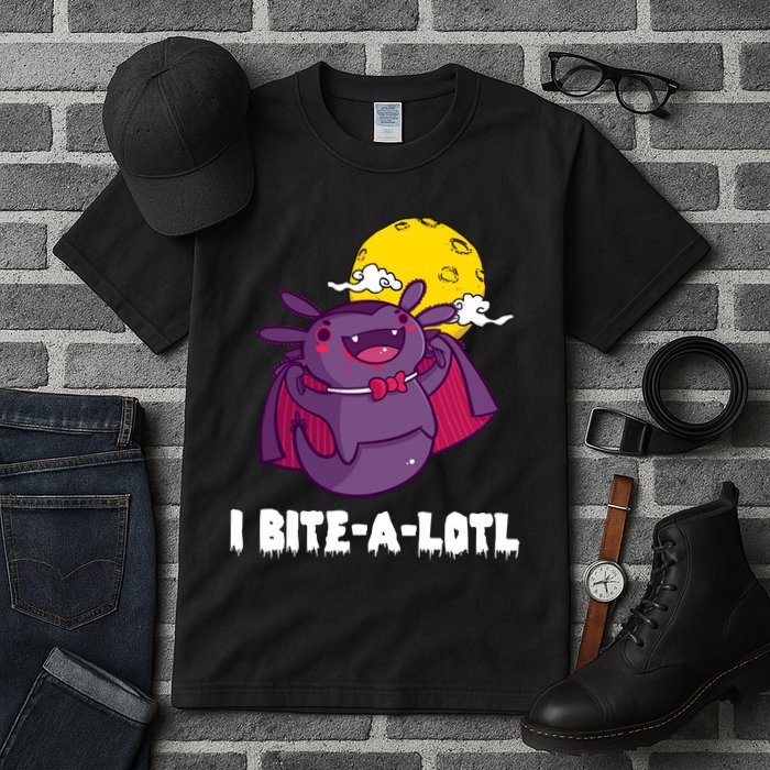 I Bite A Lot Axolotl Funny Halloween Vampire Tall T-Shirt