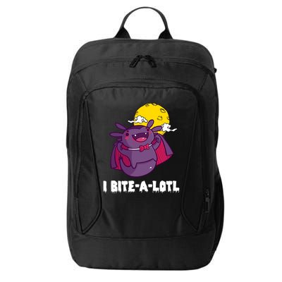 I Bite A Lot Axolotl Funny Halloween Vampire City Backpack