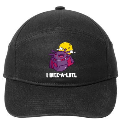 I Bite A Lot Axolotl Funny Halloween Vampire 7-Panel Snapback Hat